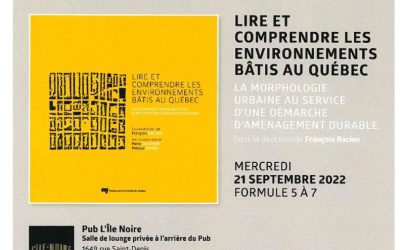 Lancement du livre : « Lire et comprendre les environnements bâtis au Québec »