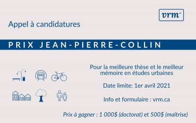 Appel à candidatures – Prix Jean-Pierre-Collin