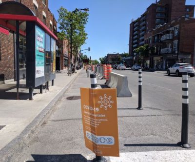 Corridor sanitaire, Rue Jarry est, Montréal. Crédits photo : Valérie Vincent